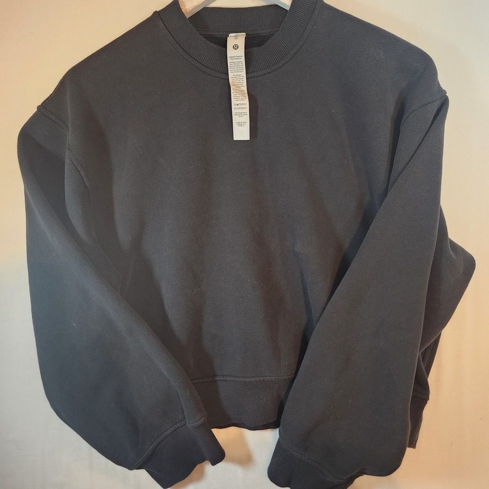 Lululemon Perfectly‎ Oversized Cropped Crewneck Sweatshirt Black XS